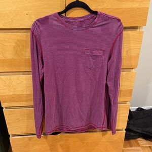 Striped Lululemon Long Sleeve Shirt - Light Blue and Red